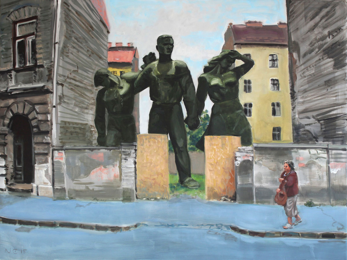 Nemes Csaba: Tandráma (2015, olaj, vászon, 150x200 cm)