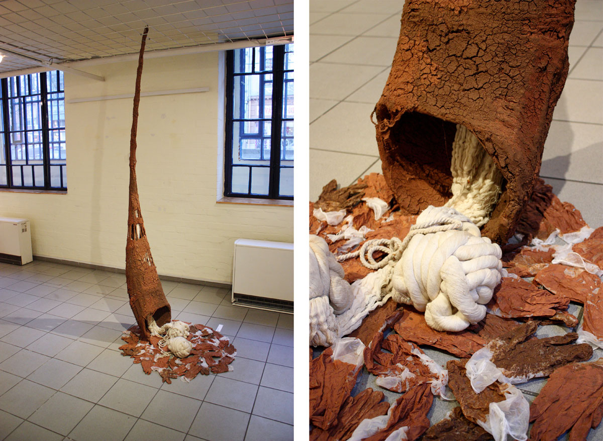 Ágnes Németh: Body-chimney (2014, installation, 40x45x280 cm)